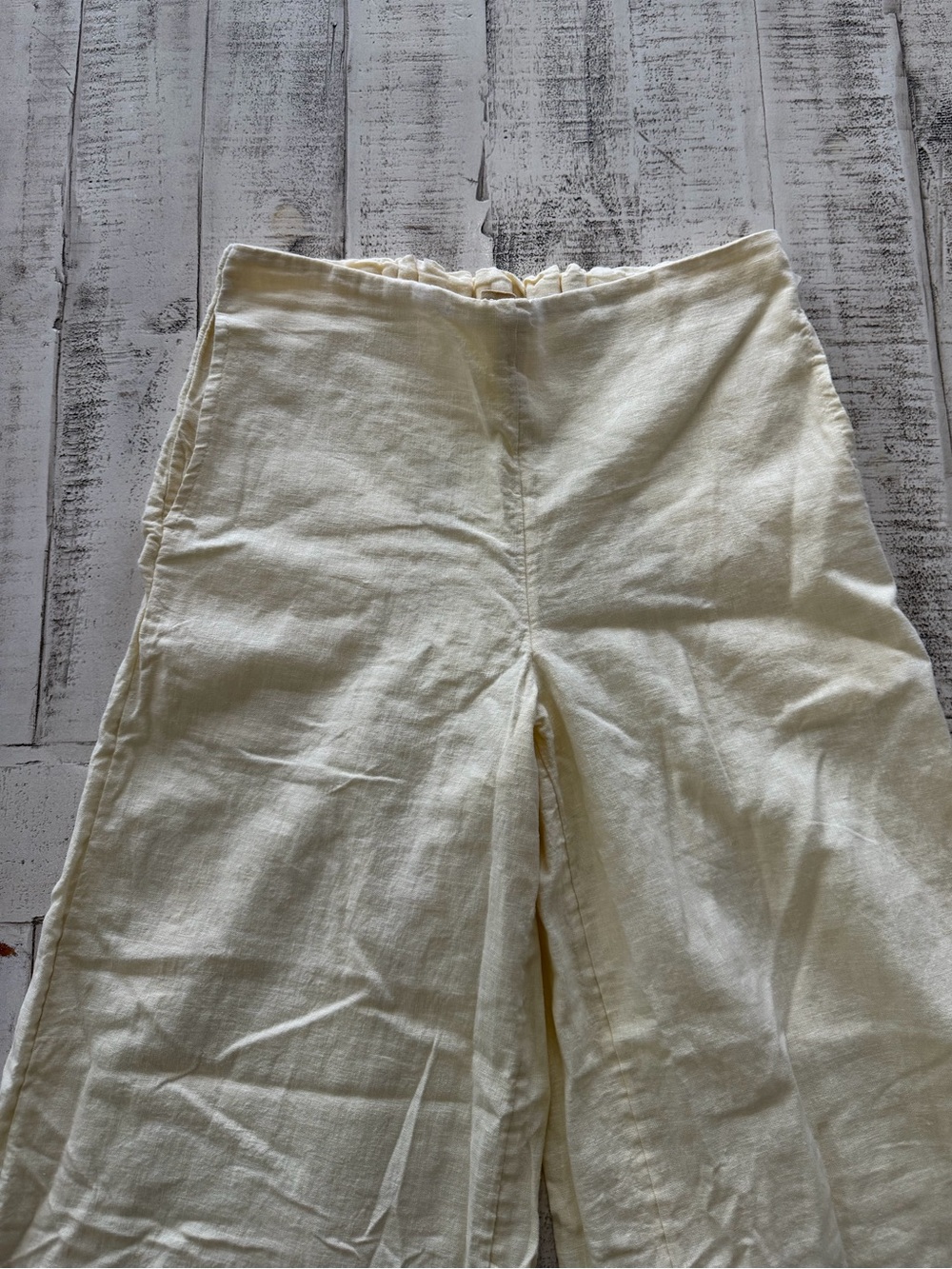 Free People Demi Wide Leg Linen Blend Pants Tea Cookie Color - Picture 10 of 15
